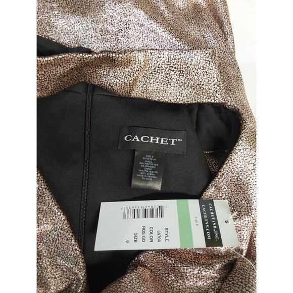 Cachet Size 8 Rose Gold Cut-Out Cowl Neck Sleeveless Cocktail Dress #D65 - Picture 5 of 6